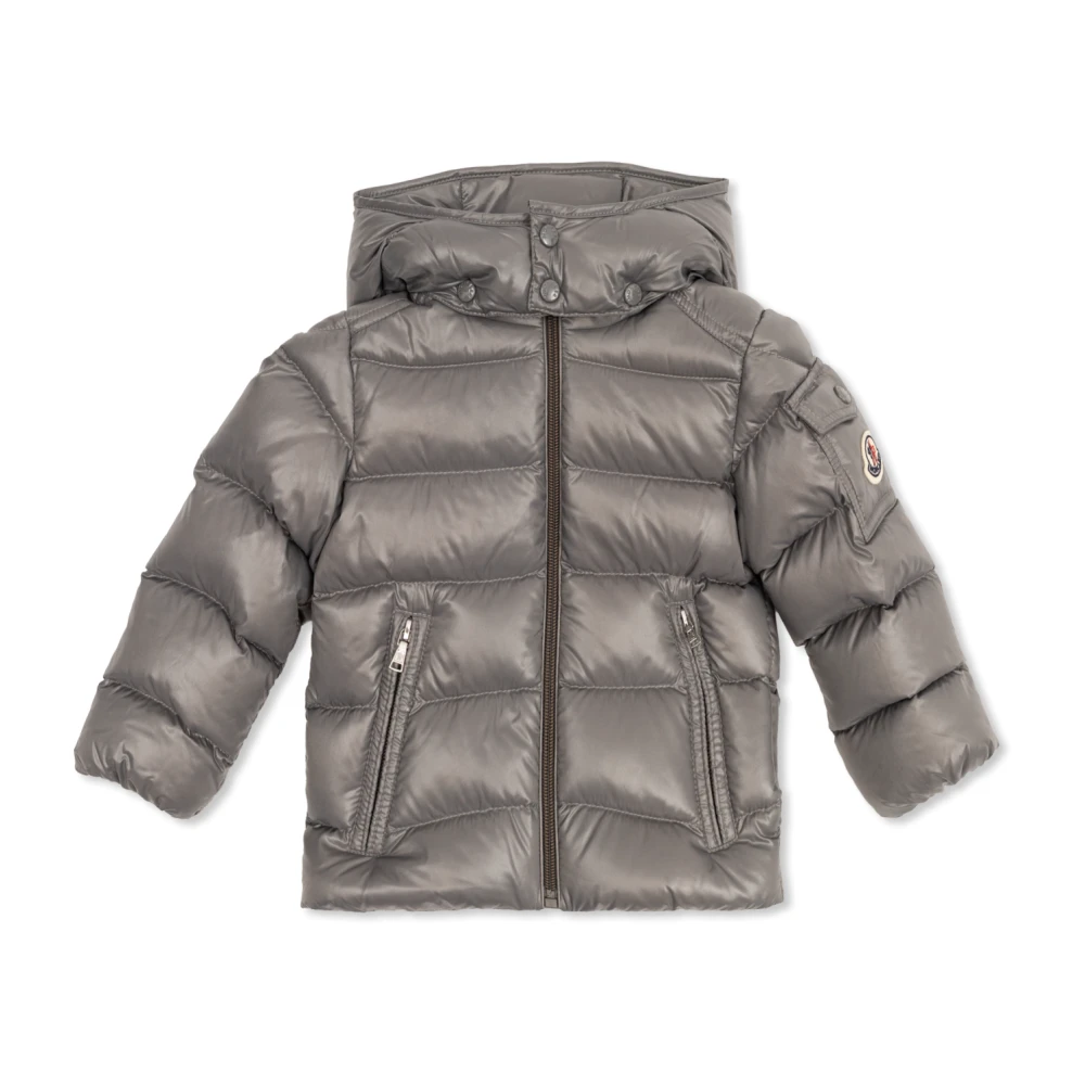 Moncler Kids Boys Grey Short Down Jacket With Hood Moncler Maya - Image 5