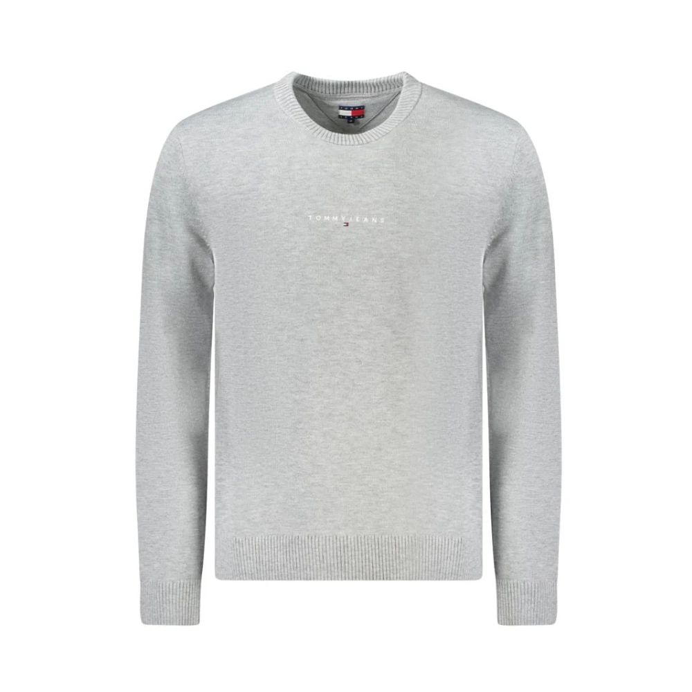 Tommy Hilfiger Men's Gray Round-Neck Knitwear, 2XL, Wool Jumper