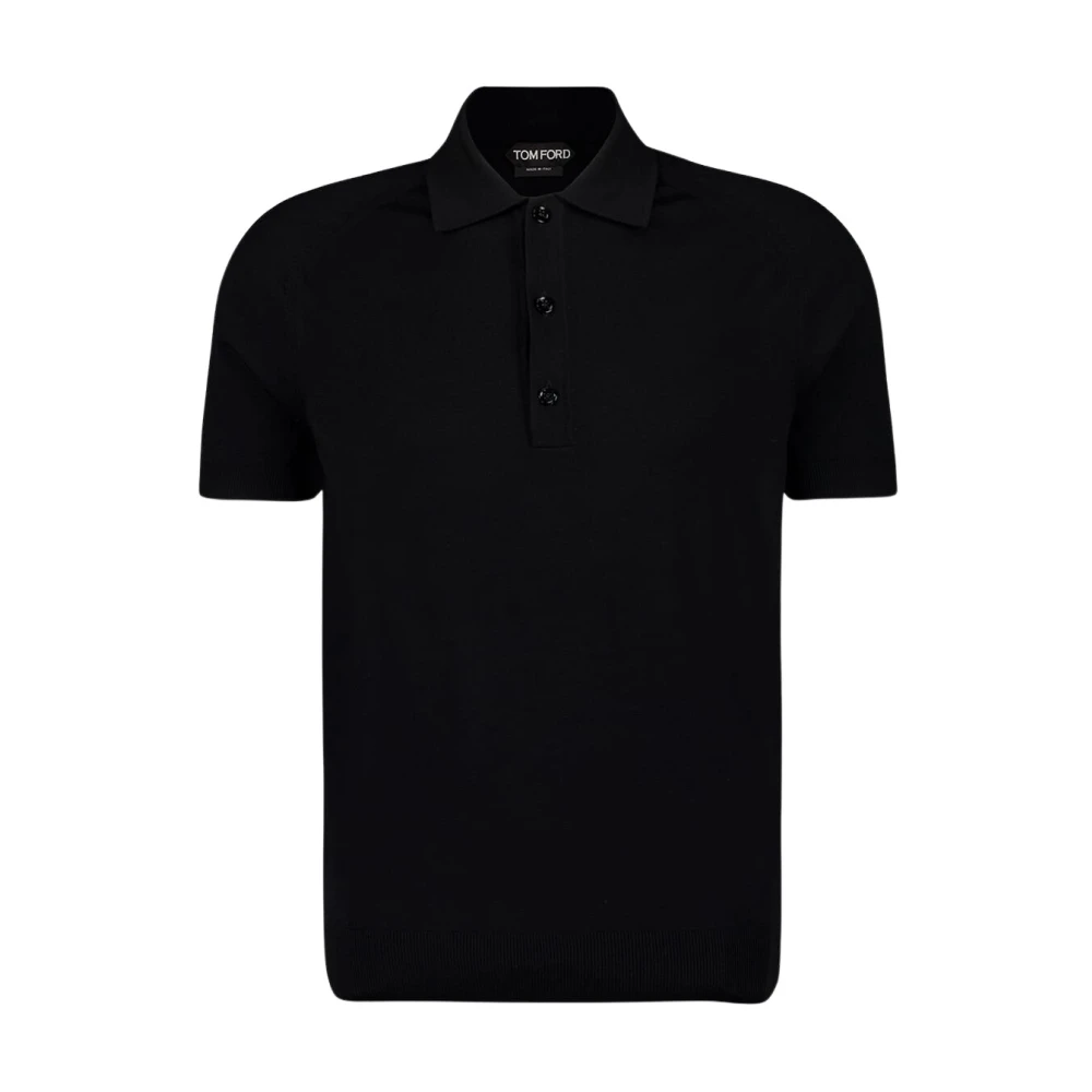 Tom Ford Men's Black Merino Wool Fine Gauge Polo