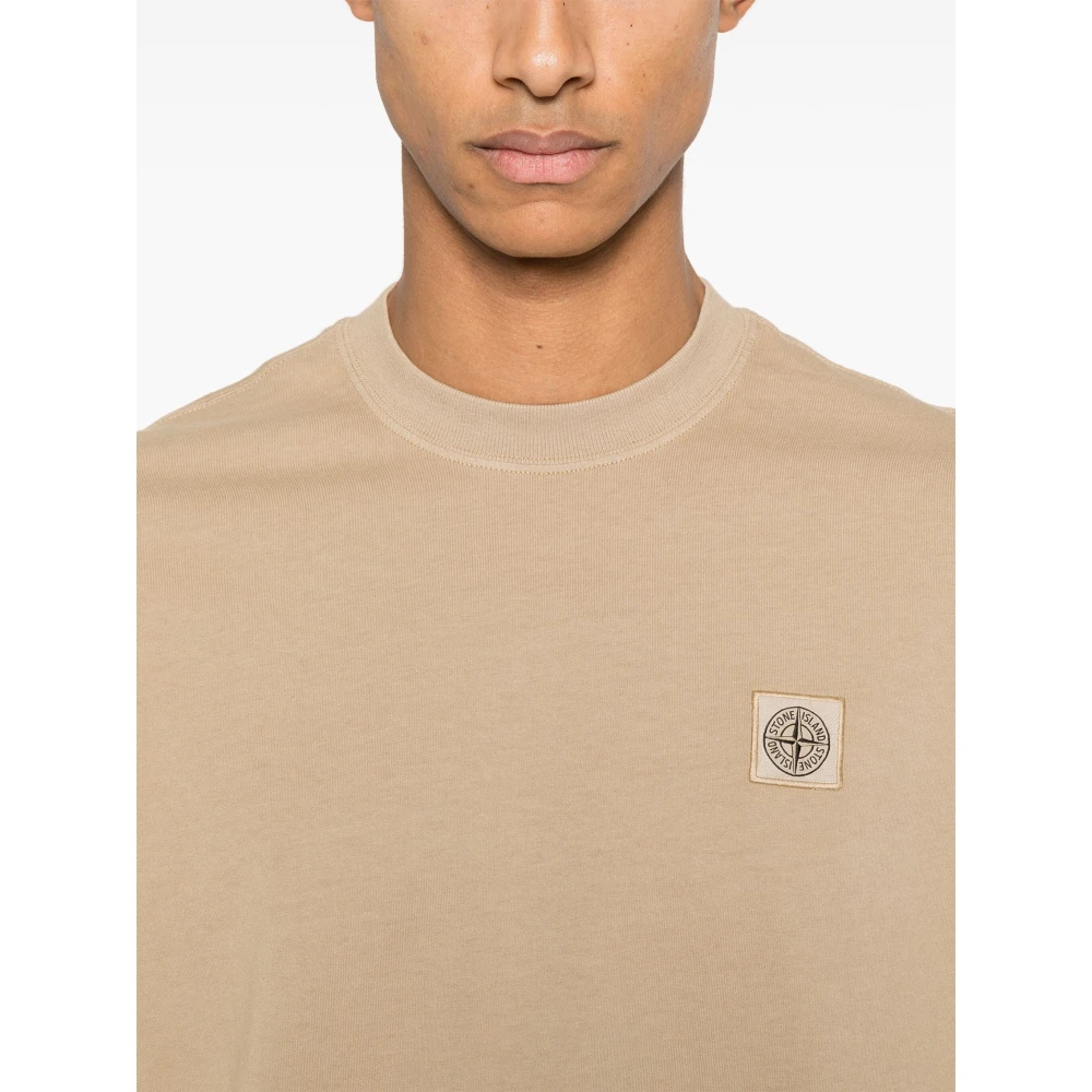 Stone Island Beige T-shirts en Polos met Logo Beige Heren