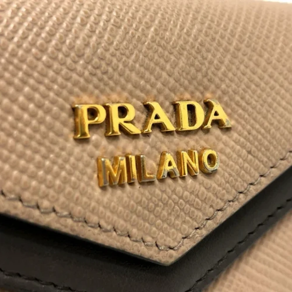Prada Vintage Pre-owned Leather home-office Beige Dames