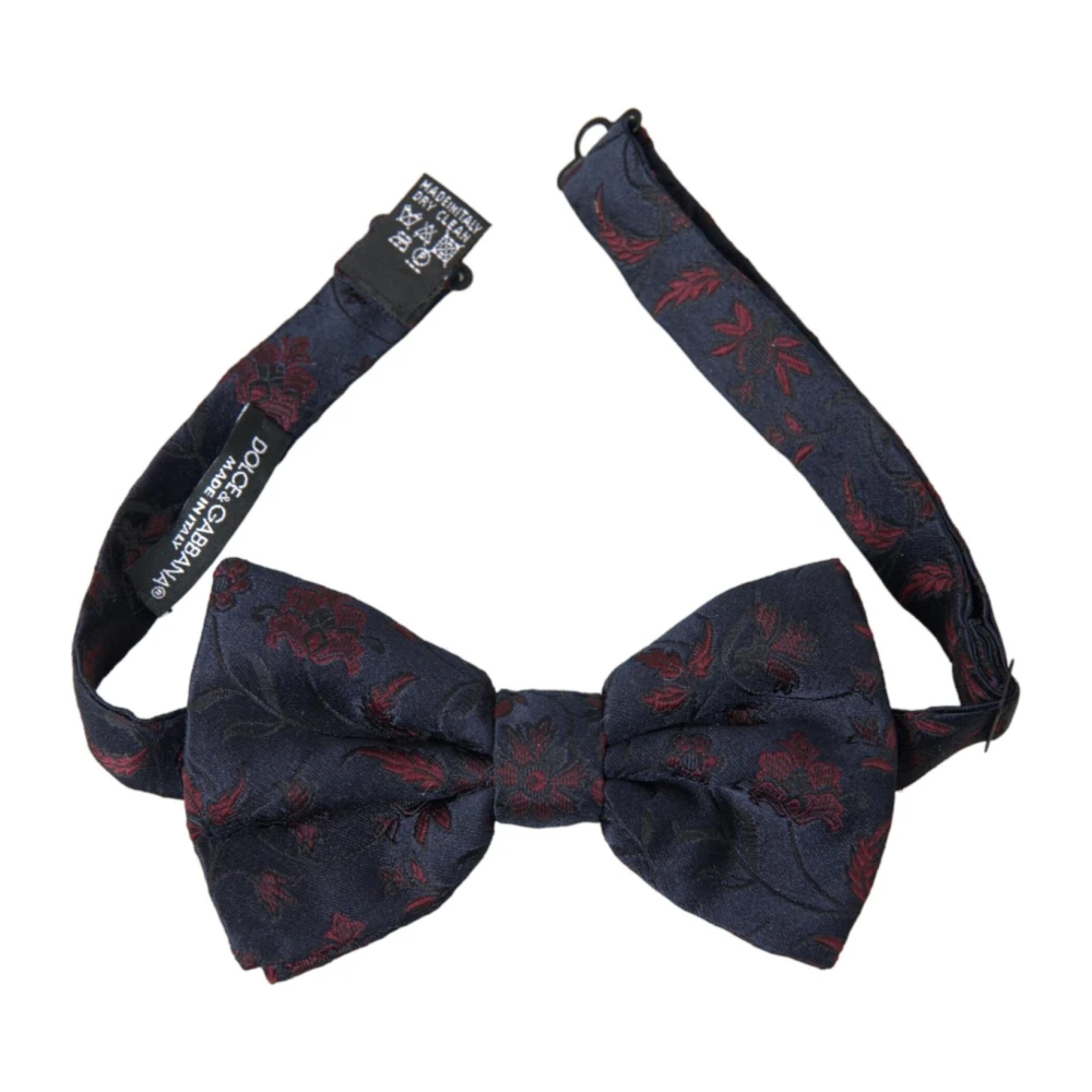 Dolce & Gabbana Blauwe Bloemen Brokaat Strik Blue Heren