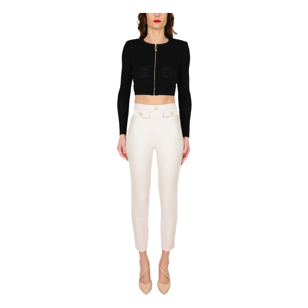 Elisabetta Franchi Boter Crêpe Sigaretbroek Beige Dames