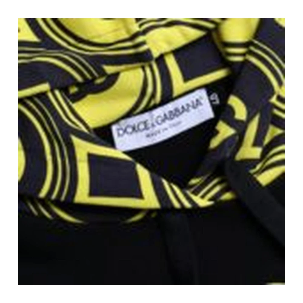 Dolce & Gabbana Gele Logo Katoenen Hoodie Black Heren