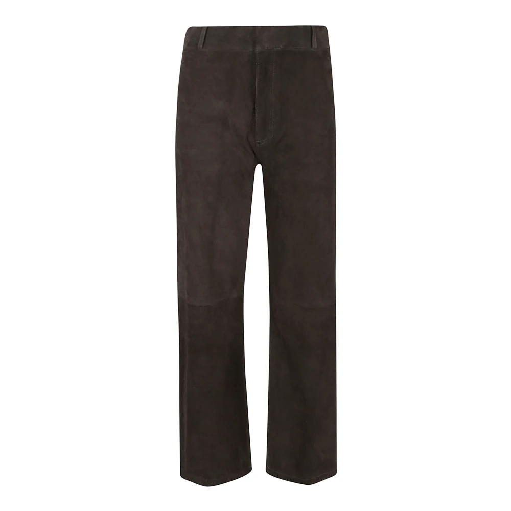 Arma Leren katoenen mix broek in grijs Gray Dames