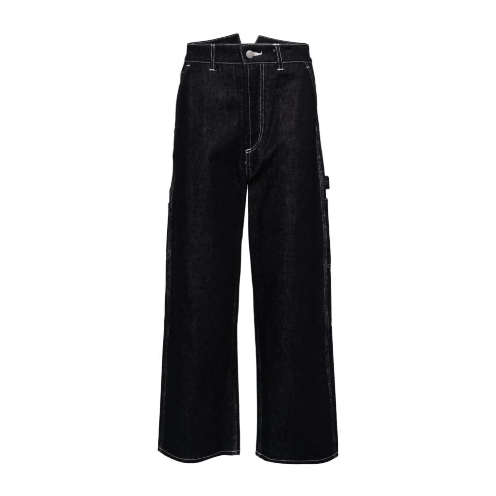 Junya Watanabe Blauwe Denim Broek met Contraststiksels Blue Heren