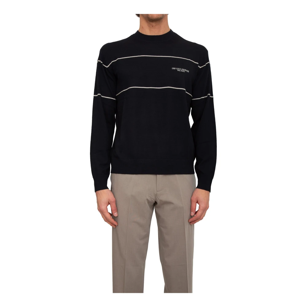 Emporio Armani Mannelijk Blauw Truien & Vesten Heren, Xl, Wol, Pullover