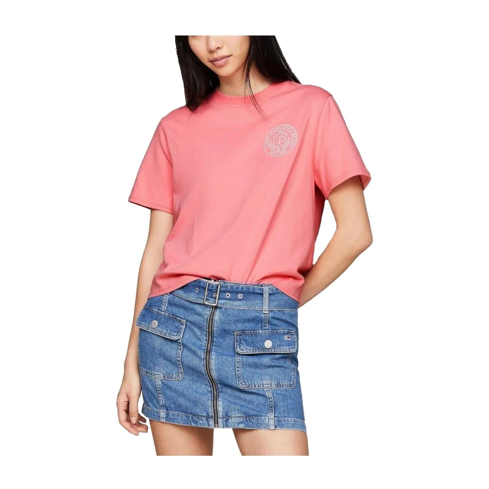 Tommy Hilfiger Luxe Urban Tee met voor- en achterprint Pink Dames