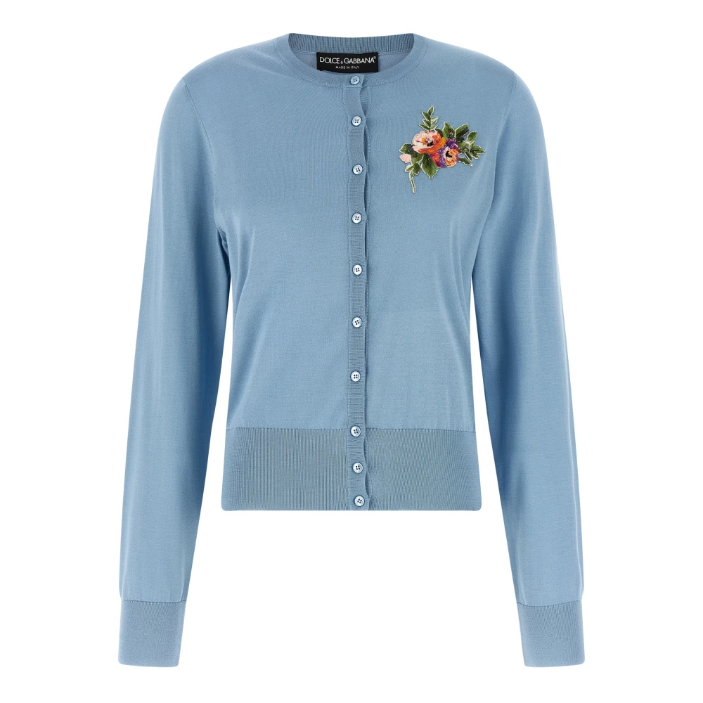 Dolce & Gabbana Women's Blue Button Silk Cardigan