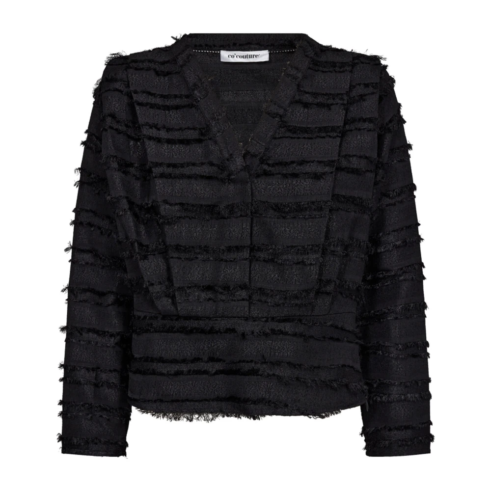 Co'Couture Zwarte Wing Blouse met Franjes Black Dames