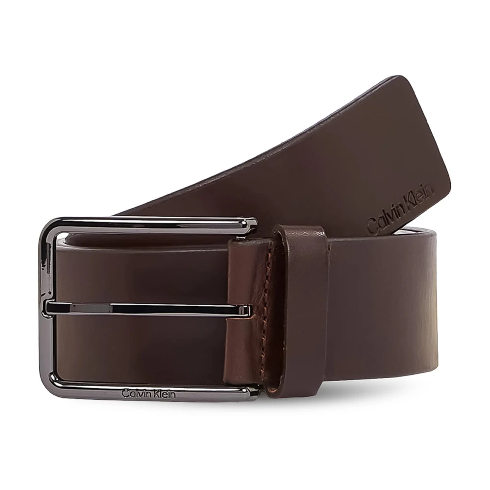 Calvin Klein Bruin Leren Riem met Gesp Brown Heren