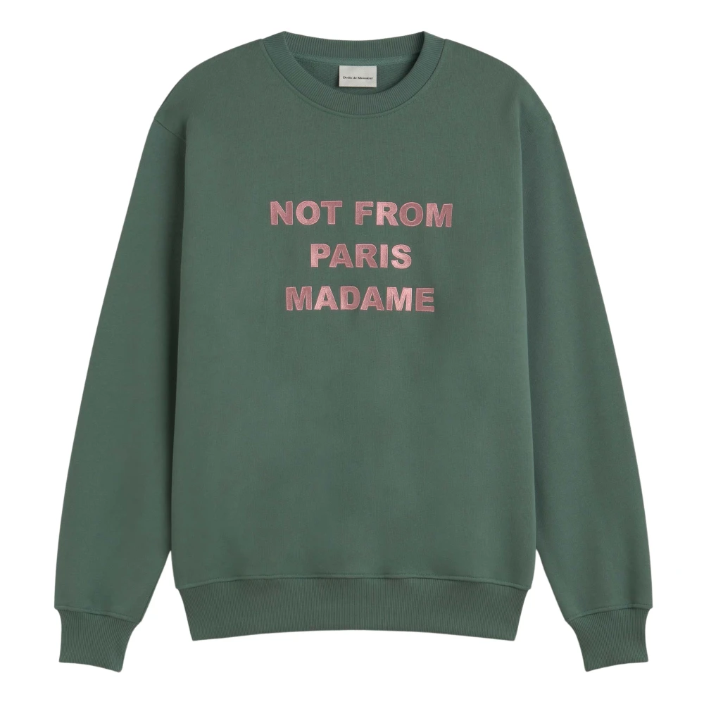 Drole de Monsieur Geborduurde Slogan Sweater Green Heren