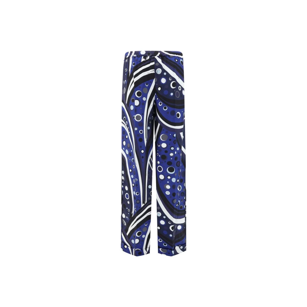 EMILIO PUCCI Zijden Straight-Leg Broek met All-Over Print Multicolor Dames