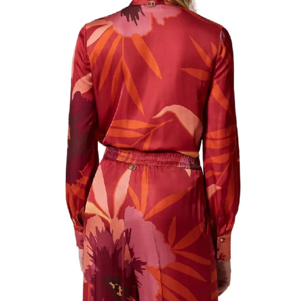 Twinset Bloemen satijnen overhemd Multicolor Dames