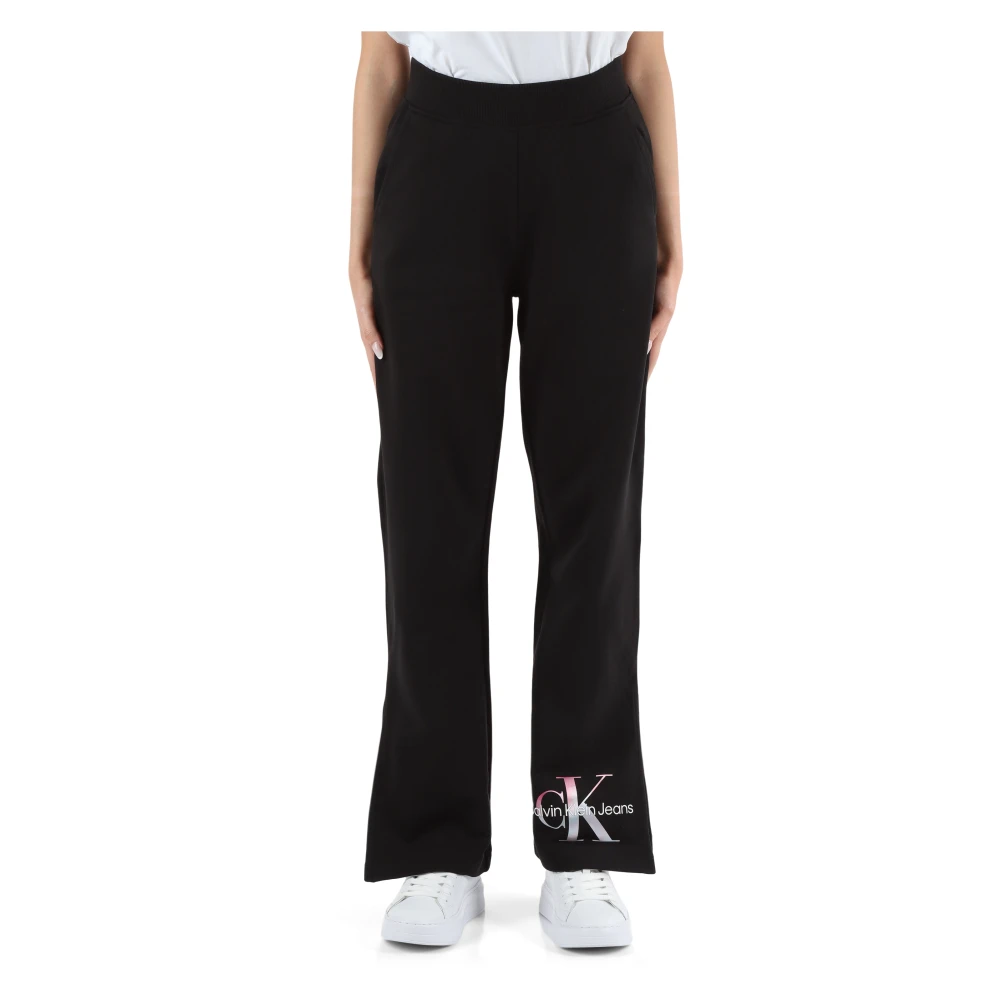 Calvin Klein Jeans Katoenen Sportieve Sweatpants met Logo Print Black Dames