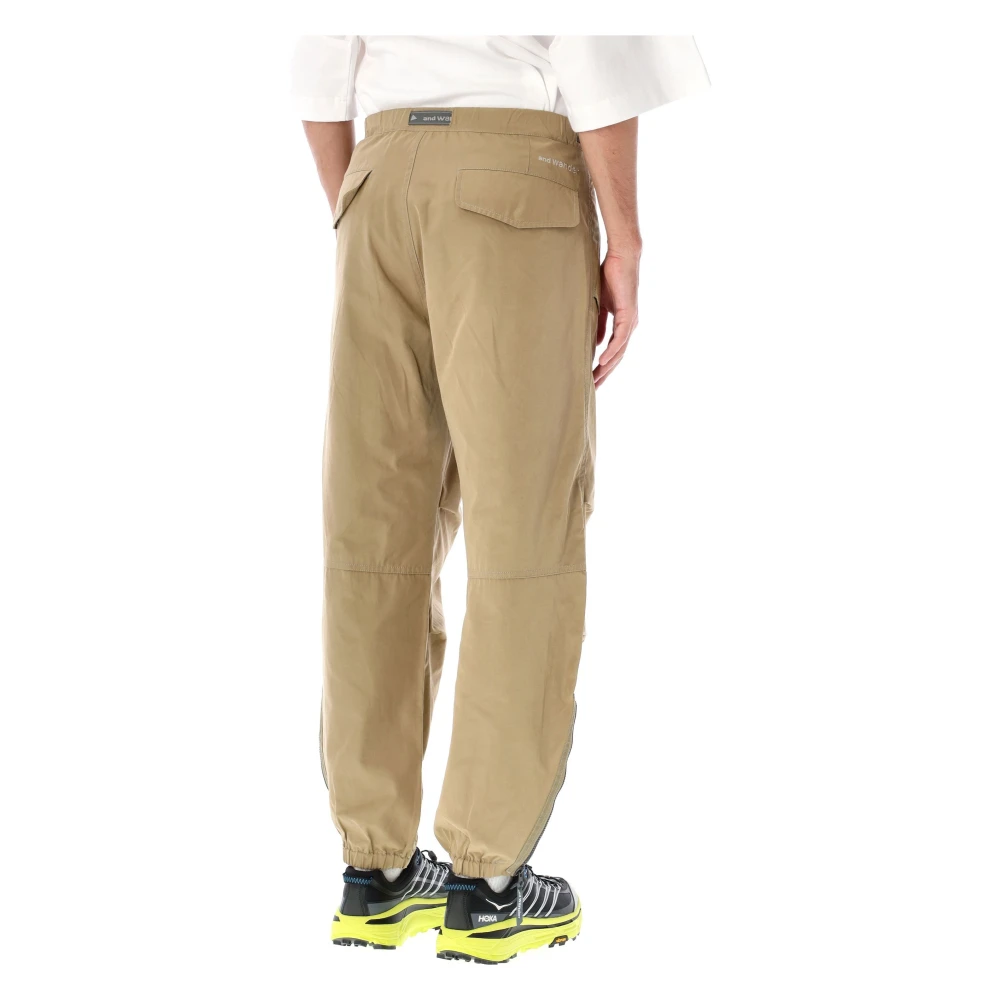 And Wander Beige Wijde Broek Hoog Loft Stof Beige Heren