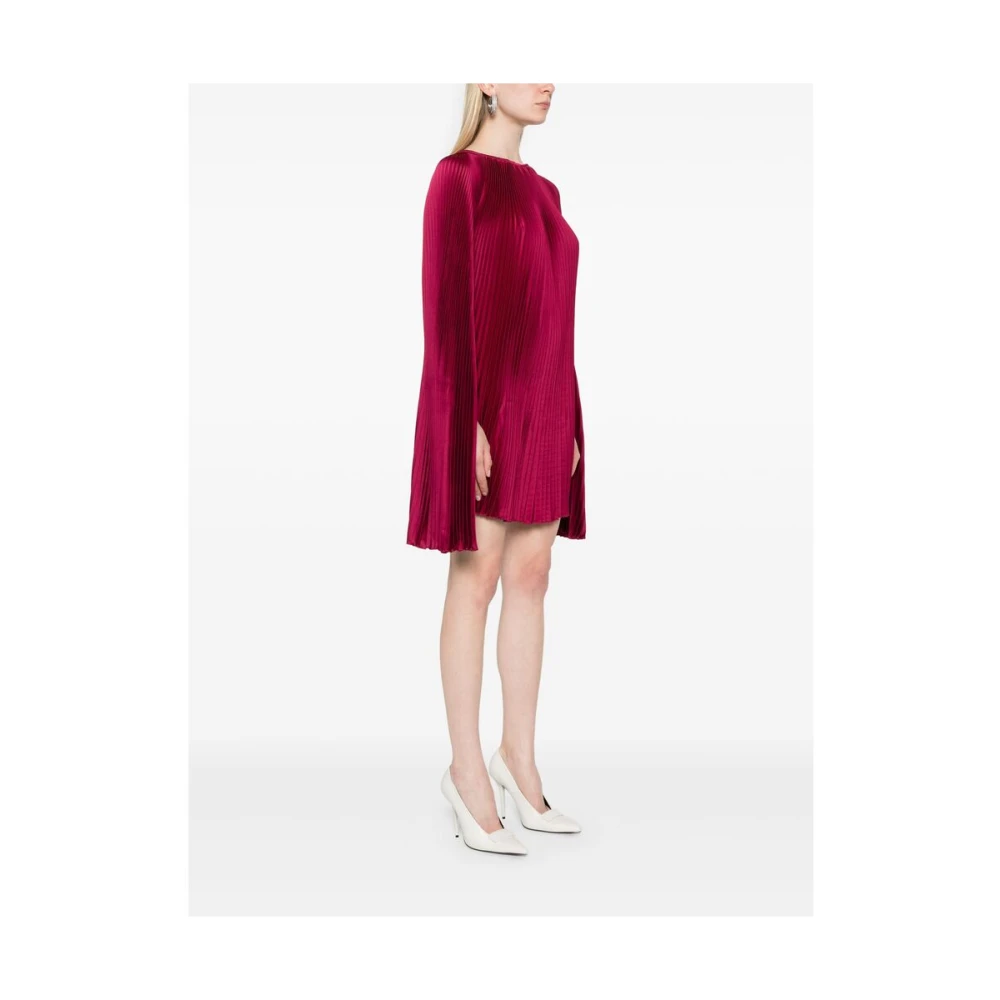 L'idée Bordeaux Kantmouw Plissé Jurk Red Dames