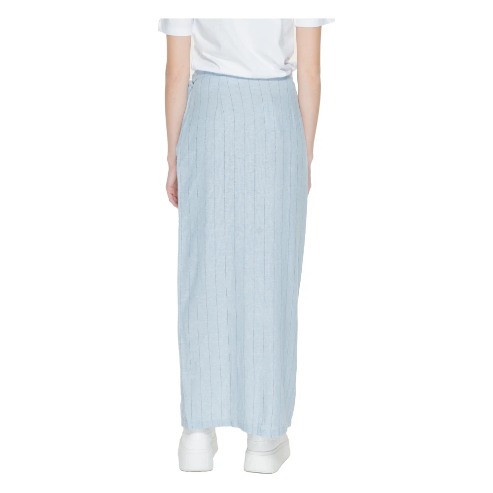 Vero Moda Blauwe Pinstripe Linnen Blend Kant Rok Blue Dames