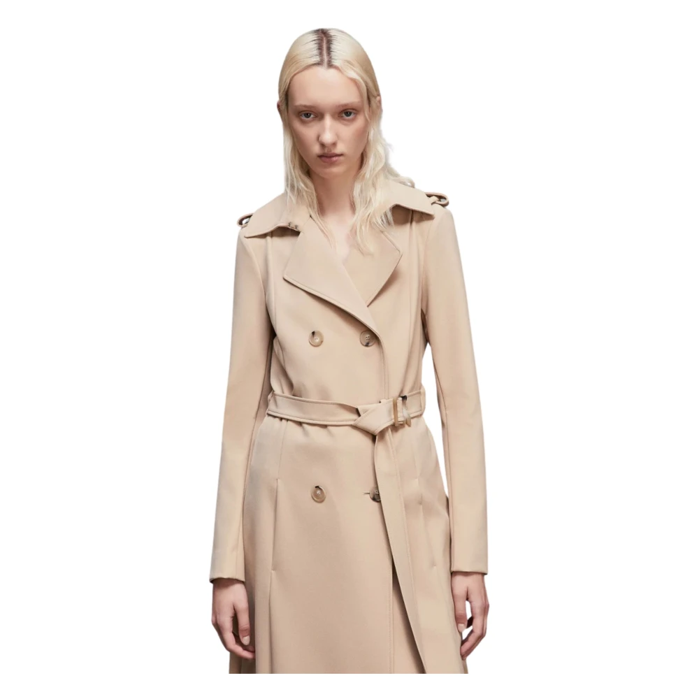 PATRIZIA PEPE Beige Double-Breasted Trenchcoat Beige Dames