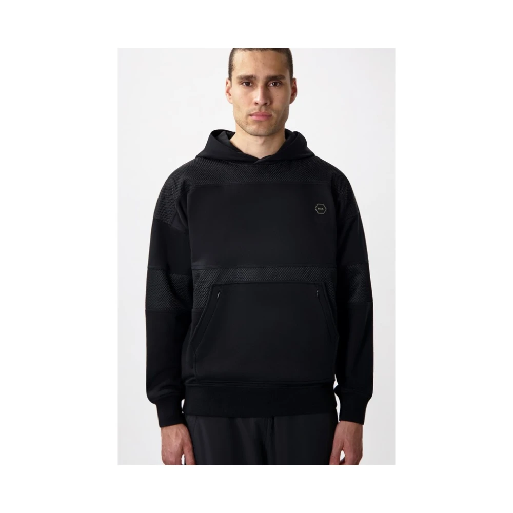 Balr. Mesh Overlay Hoodie in Jet Black Heren