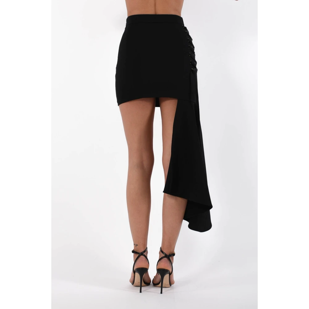 Elisabetta Franchi Asymmetrische Mini Jurk met Kruisende Veters Black Dames