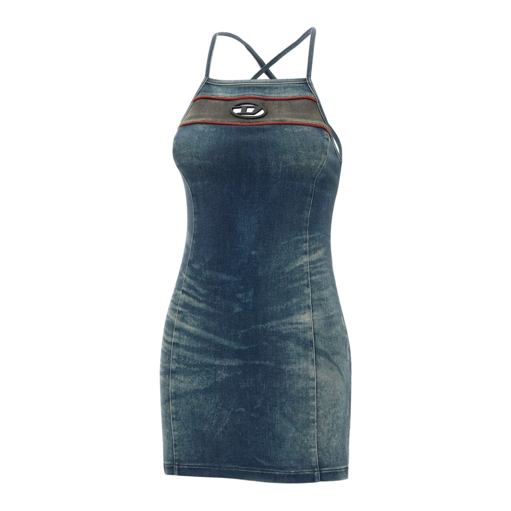 Diesel Denim Cross-over Strap Jurk Blauw Blue Dames