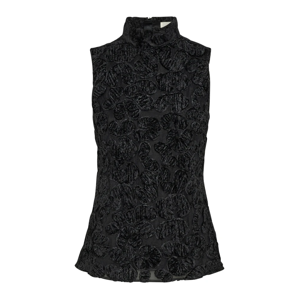 InWear Elegante Zwarte Geborduurde Top Blouse Black Dames