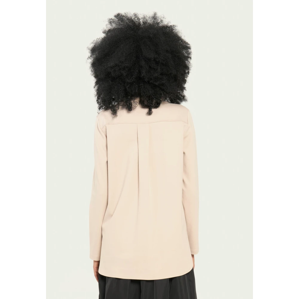 Vicario Cinque Milano Stitch T-shirt met Ring Halslijn Beige Dames