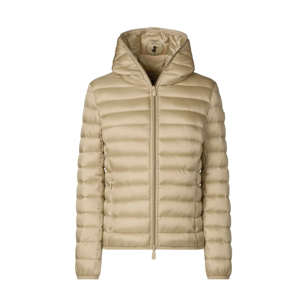 Save The Duck Beige Hoodie met Oranje Rits Beige Dames