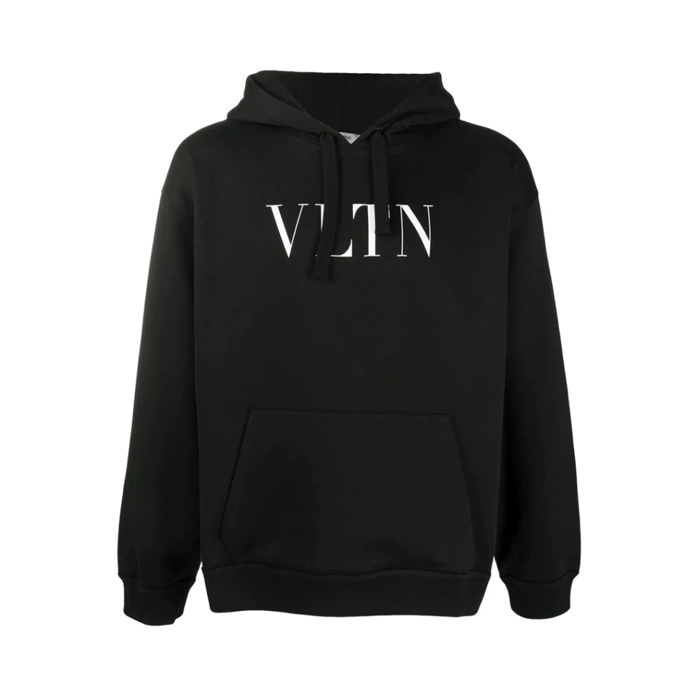 Valentino Zwarte Logo Hoodie met Trekkoord Capuchon Black Heren