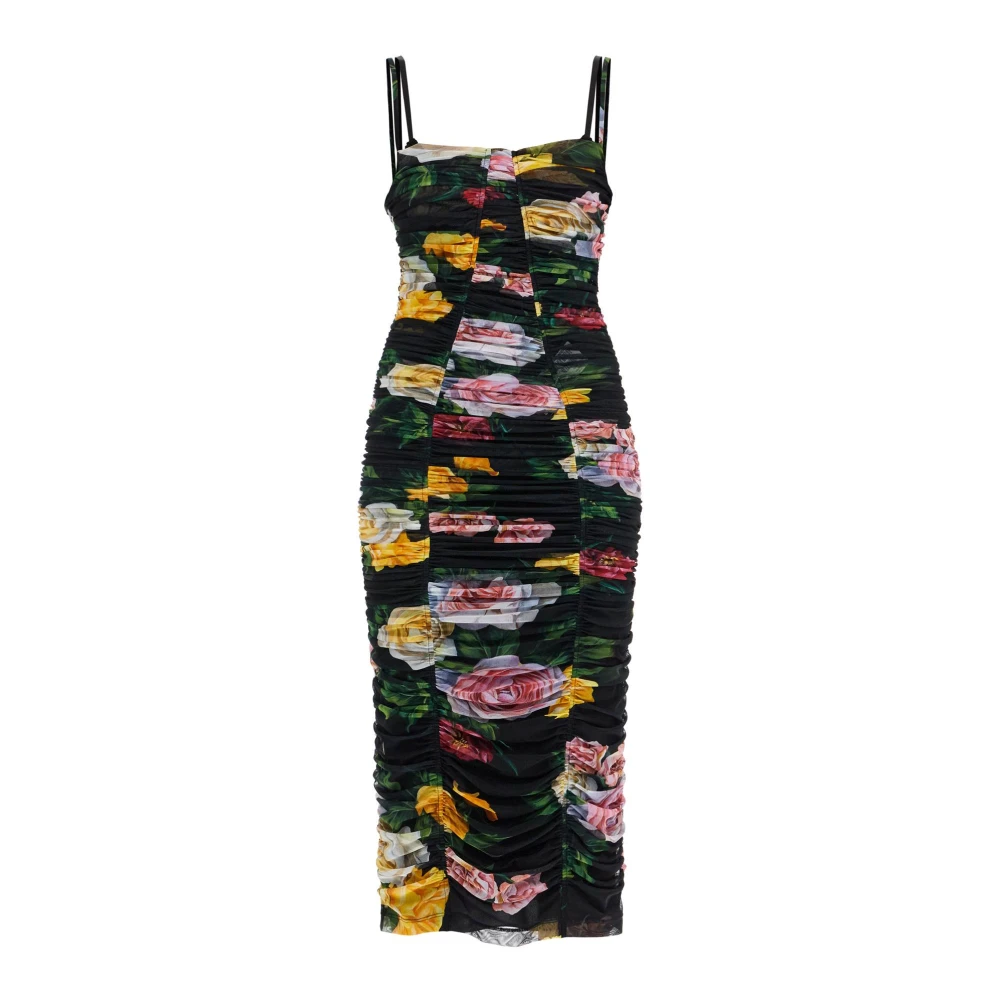 Dolce & Gabbana Elegante Bloemen Midi Jurk Multicolor Dames