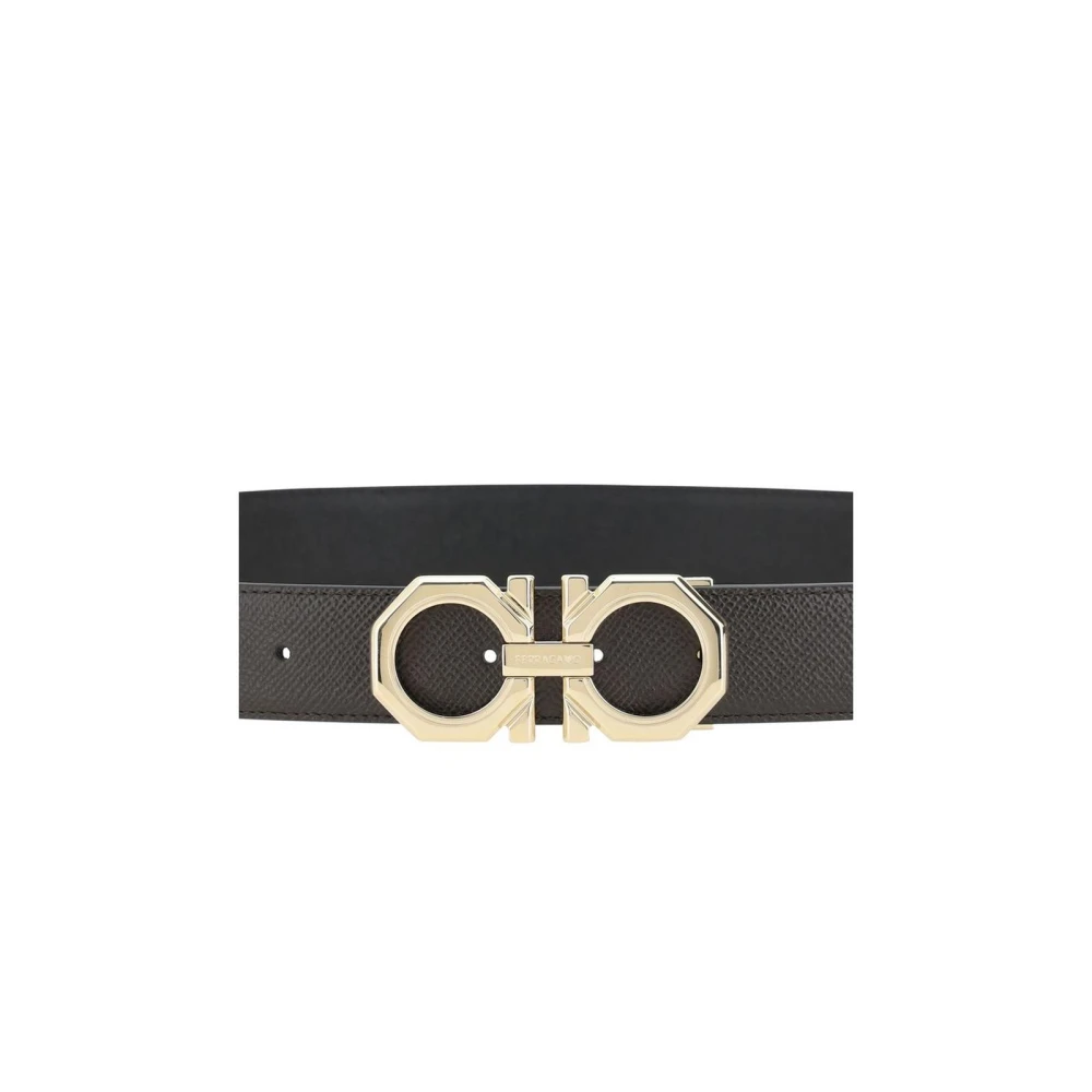 Salvatore Ferragamo Omkeerbare leren Gancio riem Black Heren