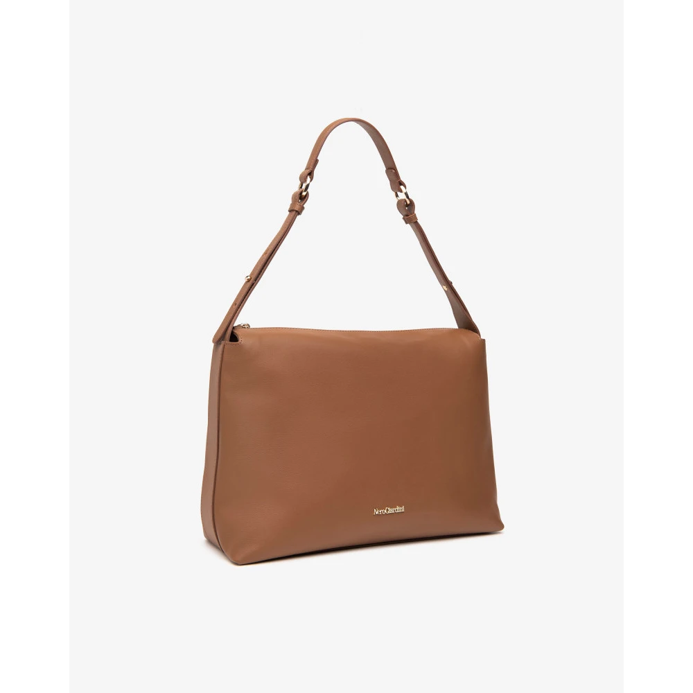 Nerogiardini Leren Hobo Tas met Logovoering Brown Dames