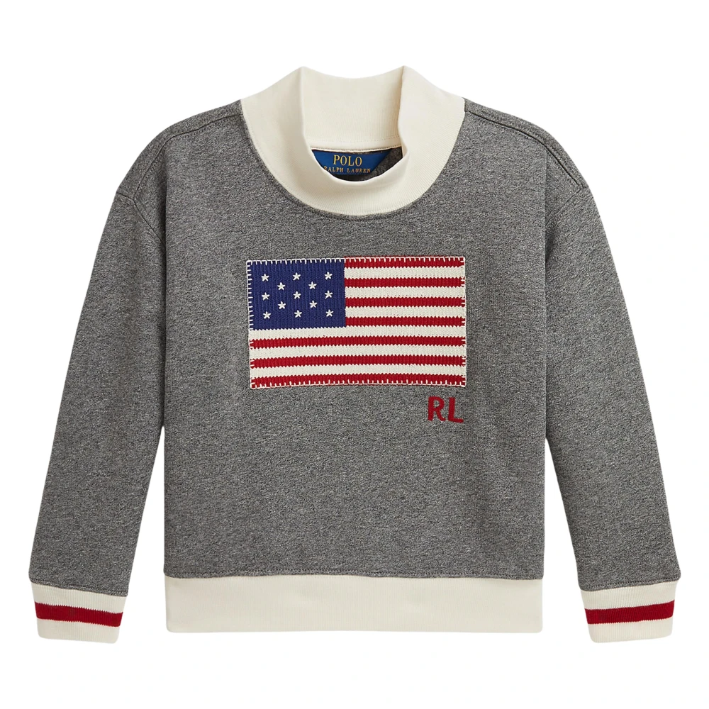 Ralph Lauren Gray Kids Sweatshirts, Female, 7 Y, Usa Flag Sweatshirt