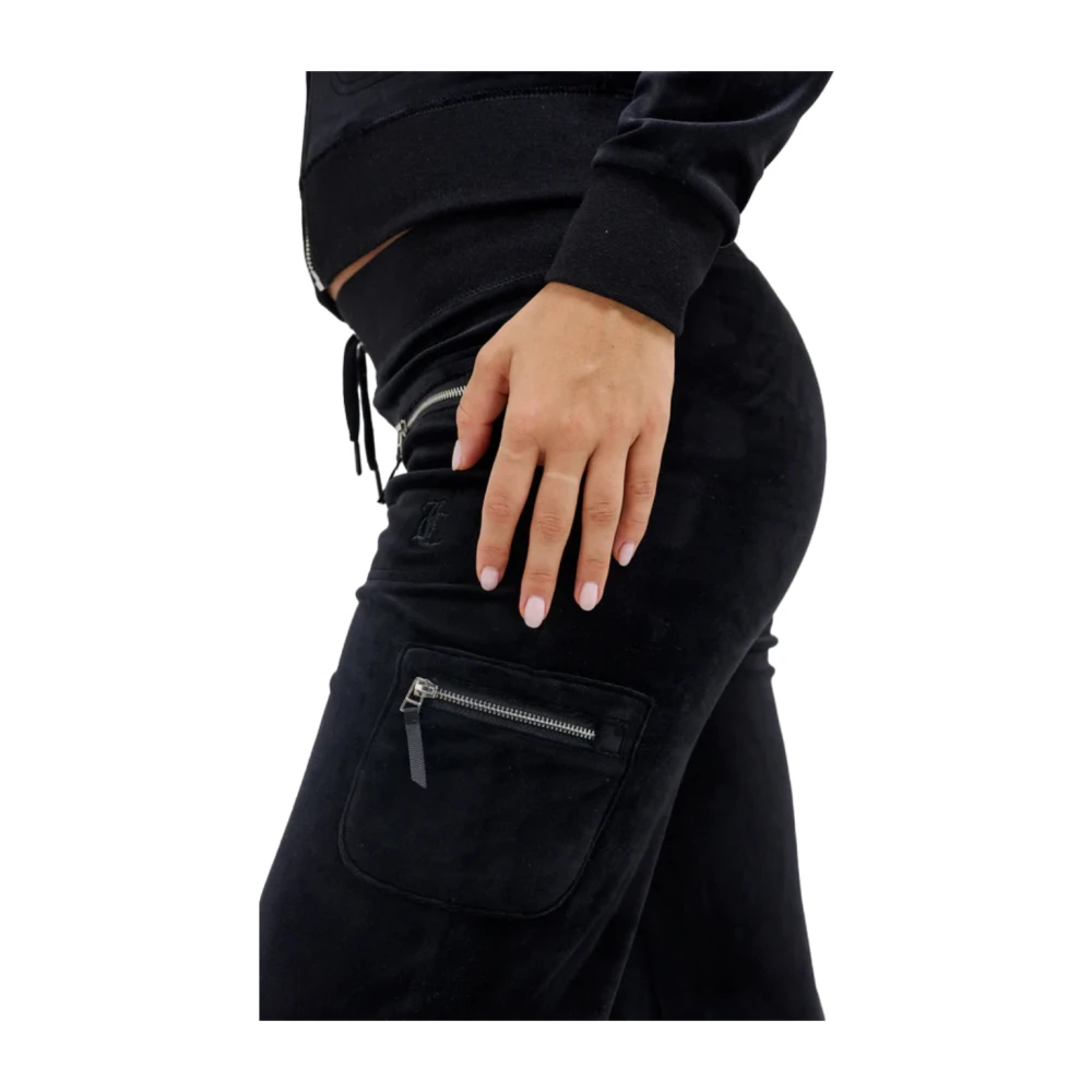 Juicy Couture Laagbouw Zwarte Fluwelen Flare Broek Black Dames