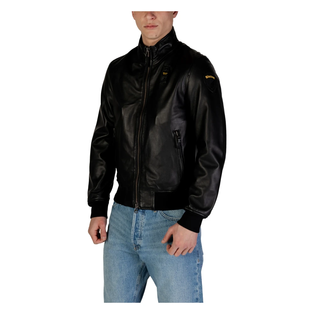 Blauer Leren Herenjassen Lente Zomer Collectie Black Heren