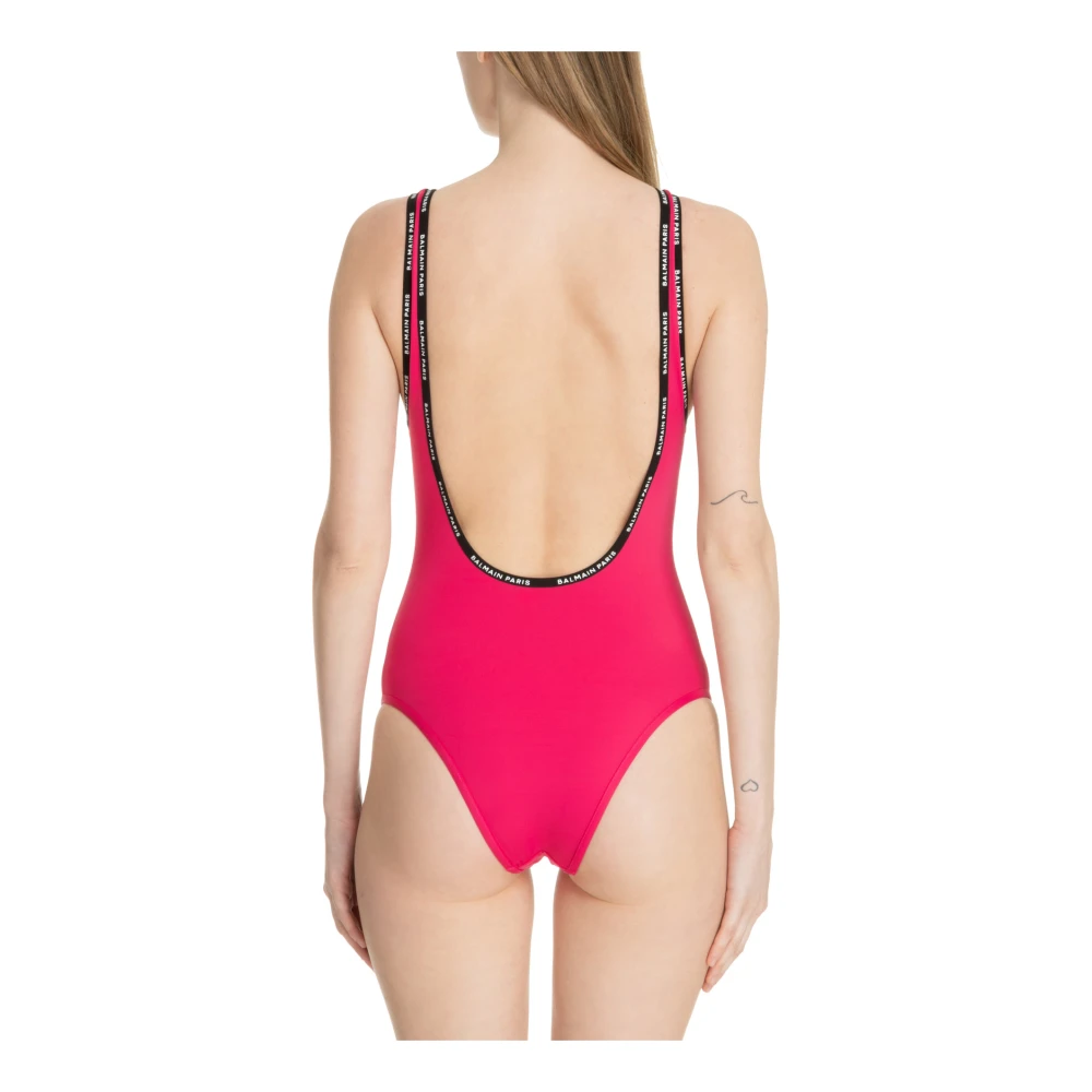 Balmain Logo Swimsuit Pink Dames