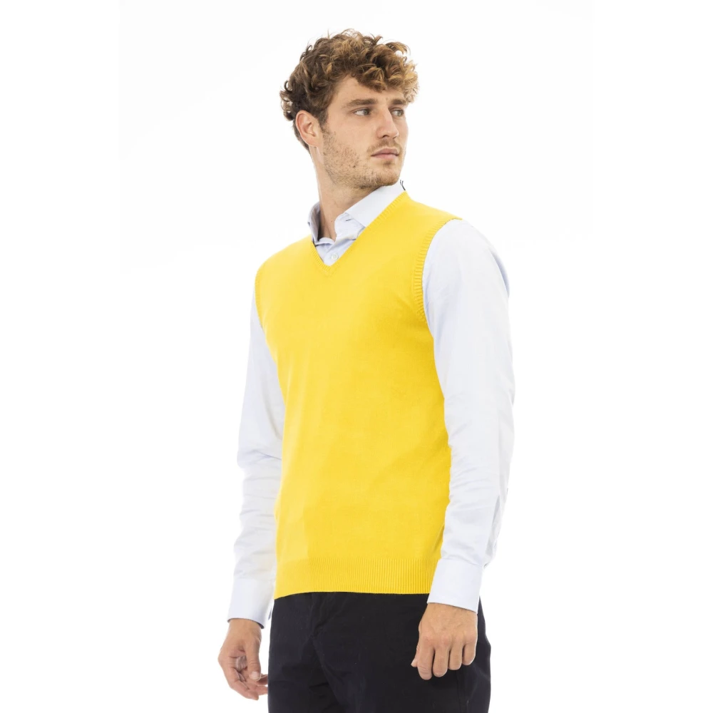 Alpha Studio V-hals Gebreid Vest Regular Fit Yellow Heren