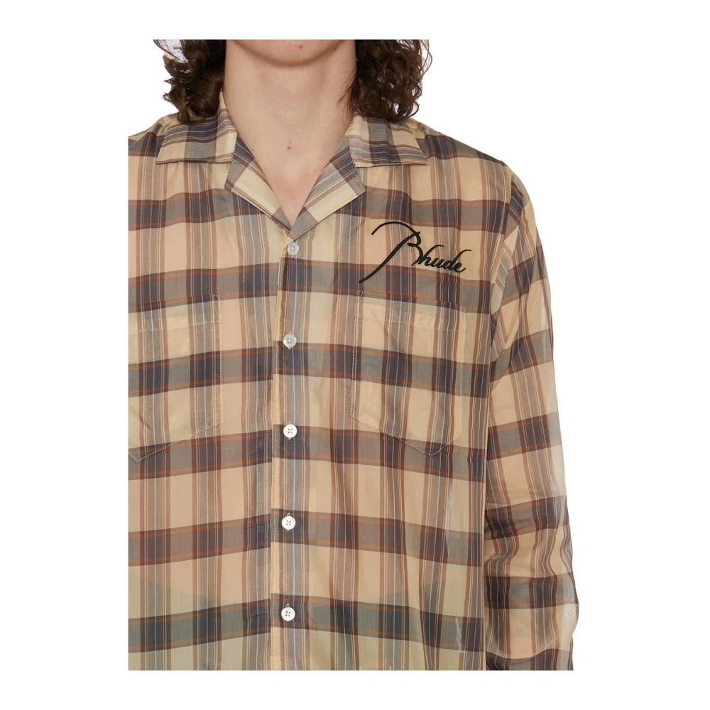 Rhude Cotton Logo Shirt Brown Heren
