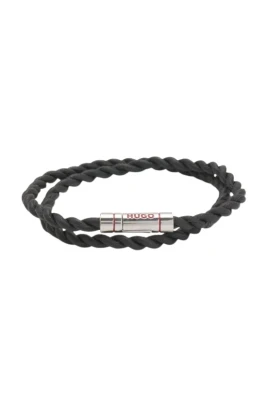 Dubbelvikt flätat läderarmband