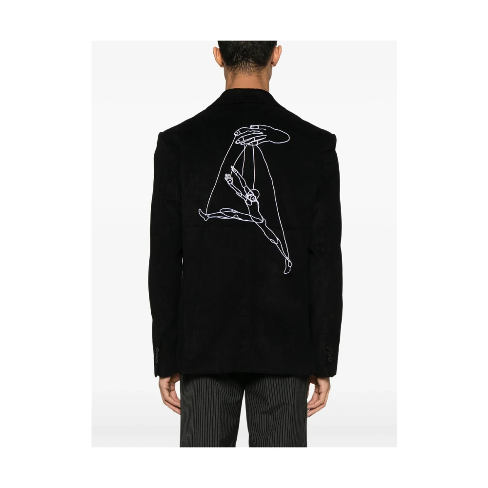 KidSuper Studios Zwarte double-breasted jas met zakken Black Heren