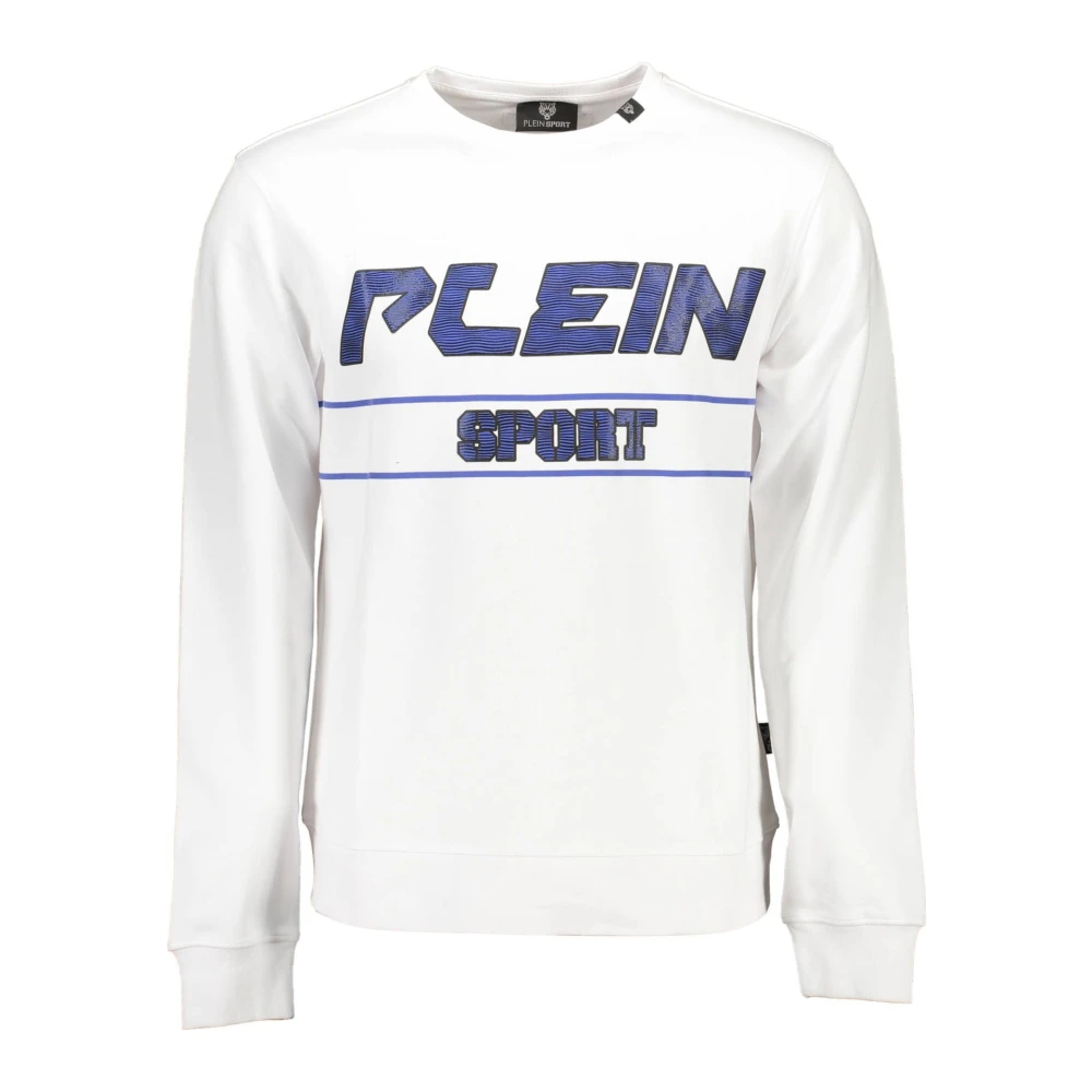 Plein Sport Men's White Sweatshirts, M, Cotton Jumper With Contrasting Details