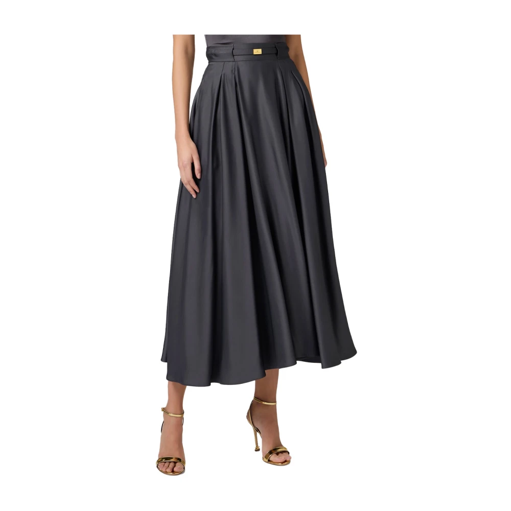 Elisabetta Franchi Viscose Wijd Uitlopende Rok Gray Dames