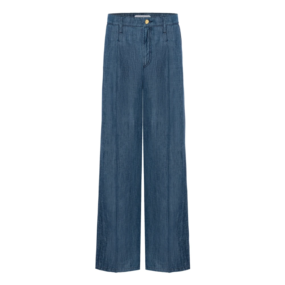 Cambio Women's Blue Wide Jeans, L L32, Stylish Alina Jeans