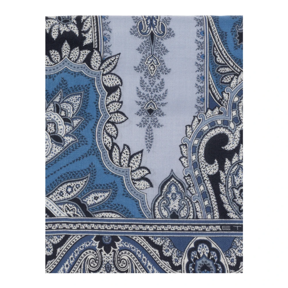 ETRO Kasjmier sjaal met decoratief patroon Blue Heren