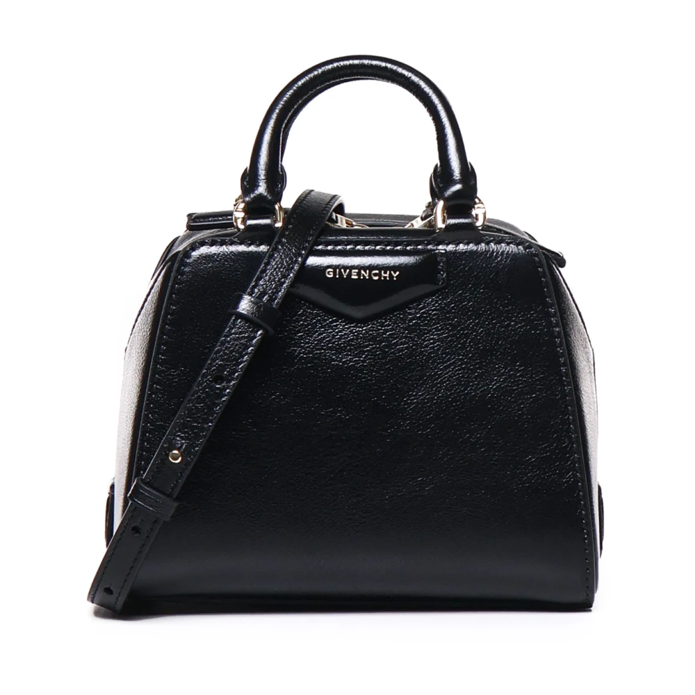 Givenchy Glanzende leren handtas met gouden hardware Black Dames