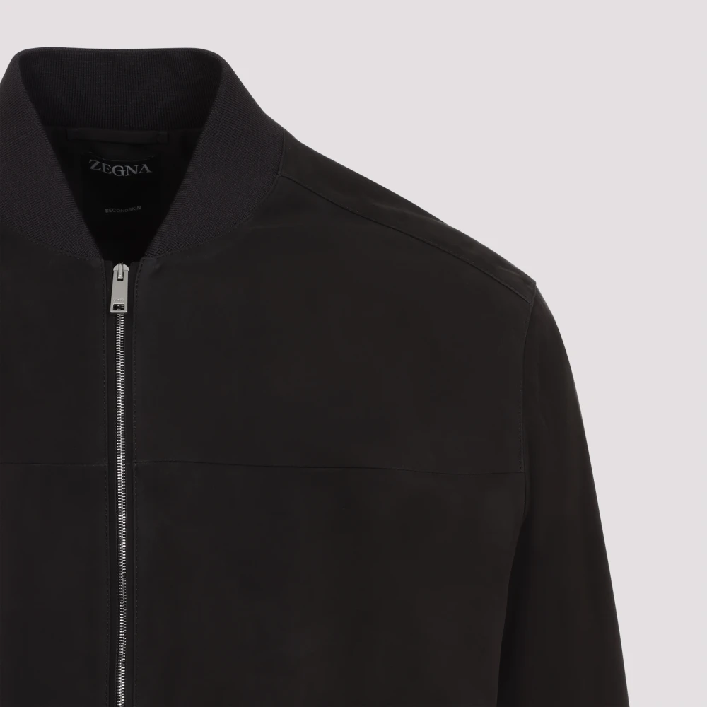 Ermenegildo Zegna Bruine Leren Jas Ss25 Black Heren
