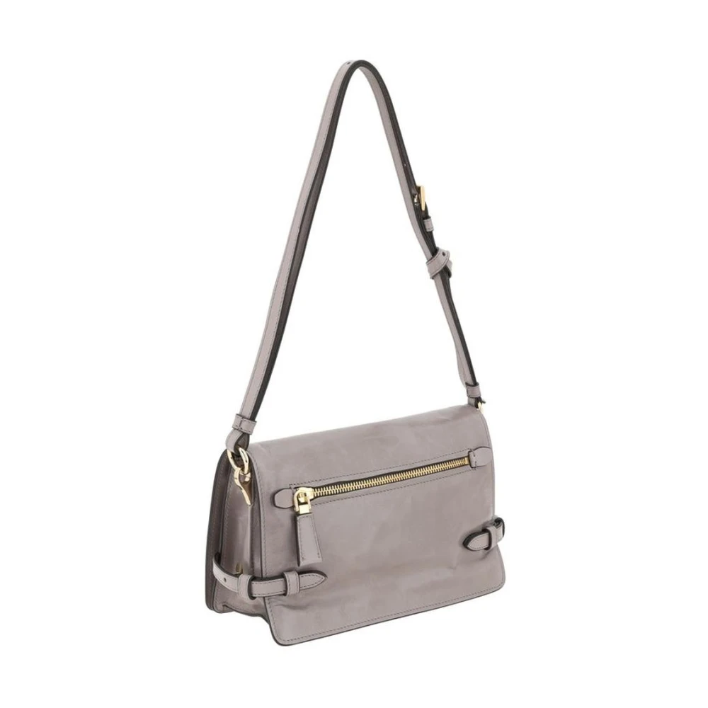 Prada Zachte Leren Crossbody Tas Gray Dames