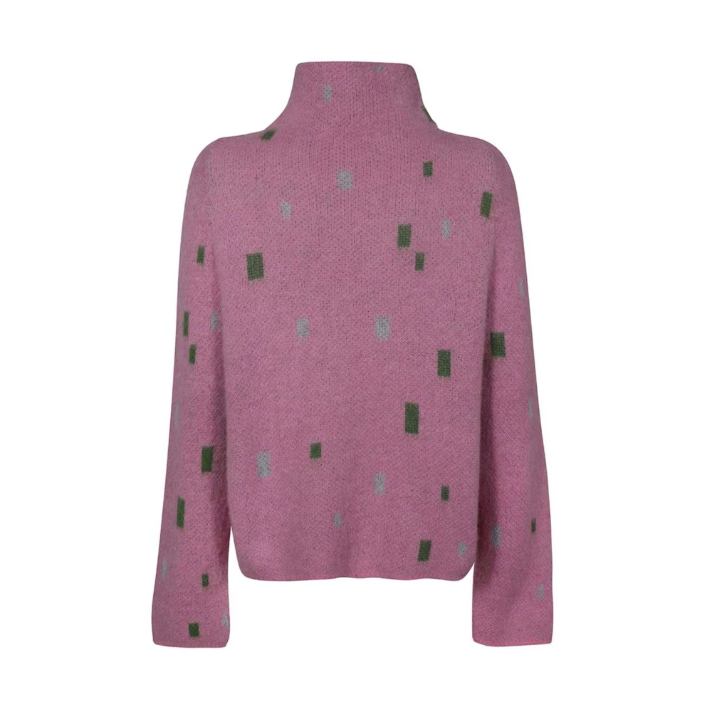 Emporio Armani Turtleneck Sweater met Geometrisch Patroon Pink Dames