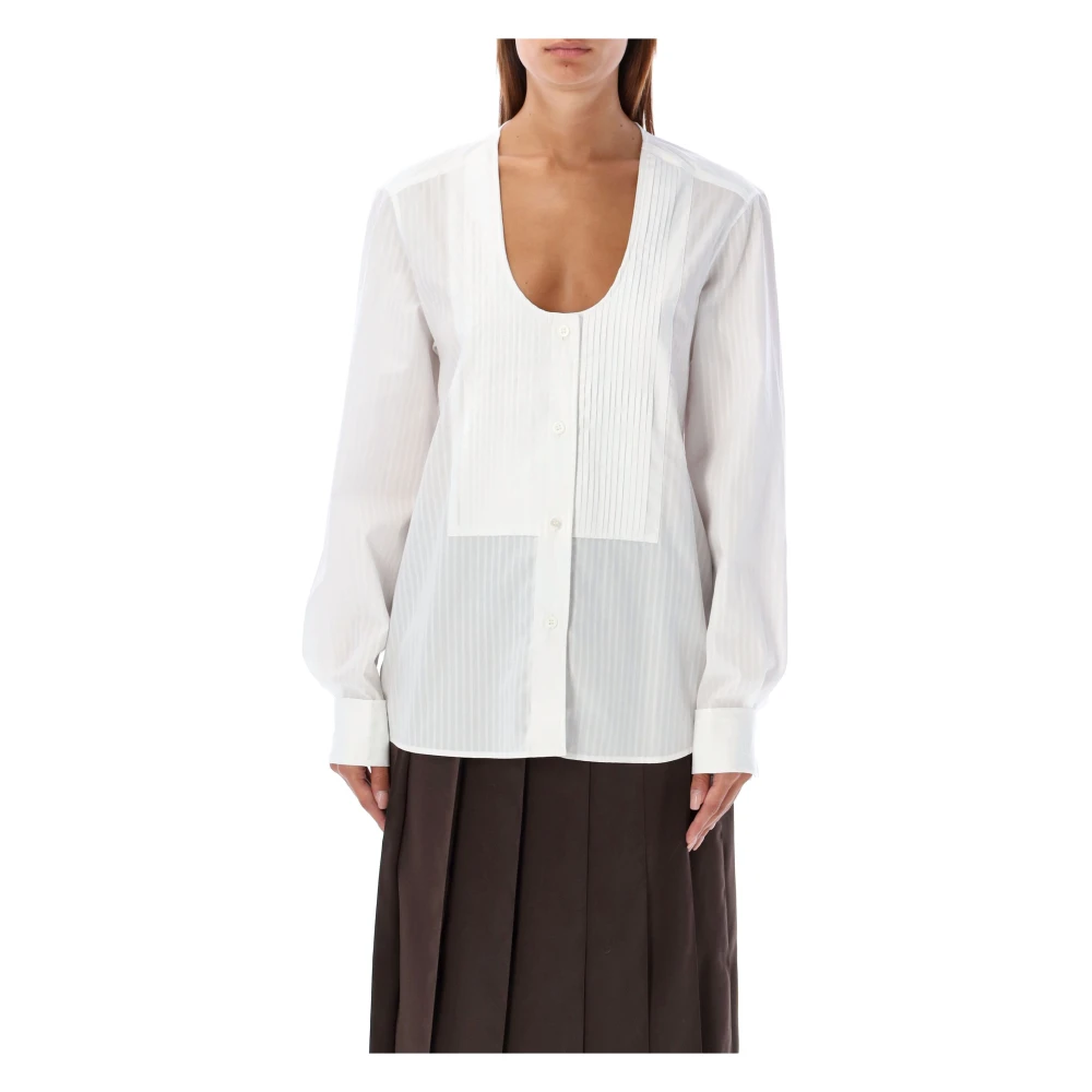 JW Anderson Witte Pintuck Bib Shirt White Dames